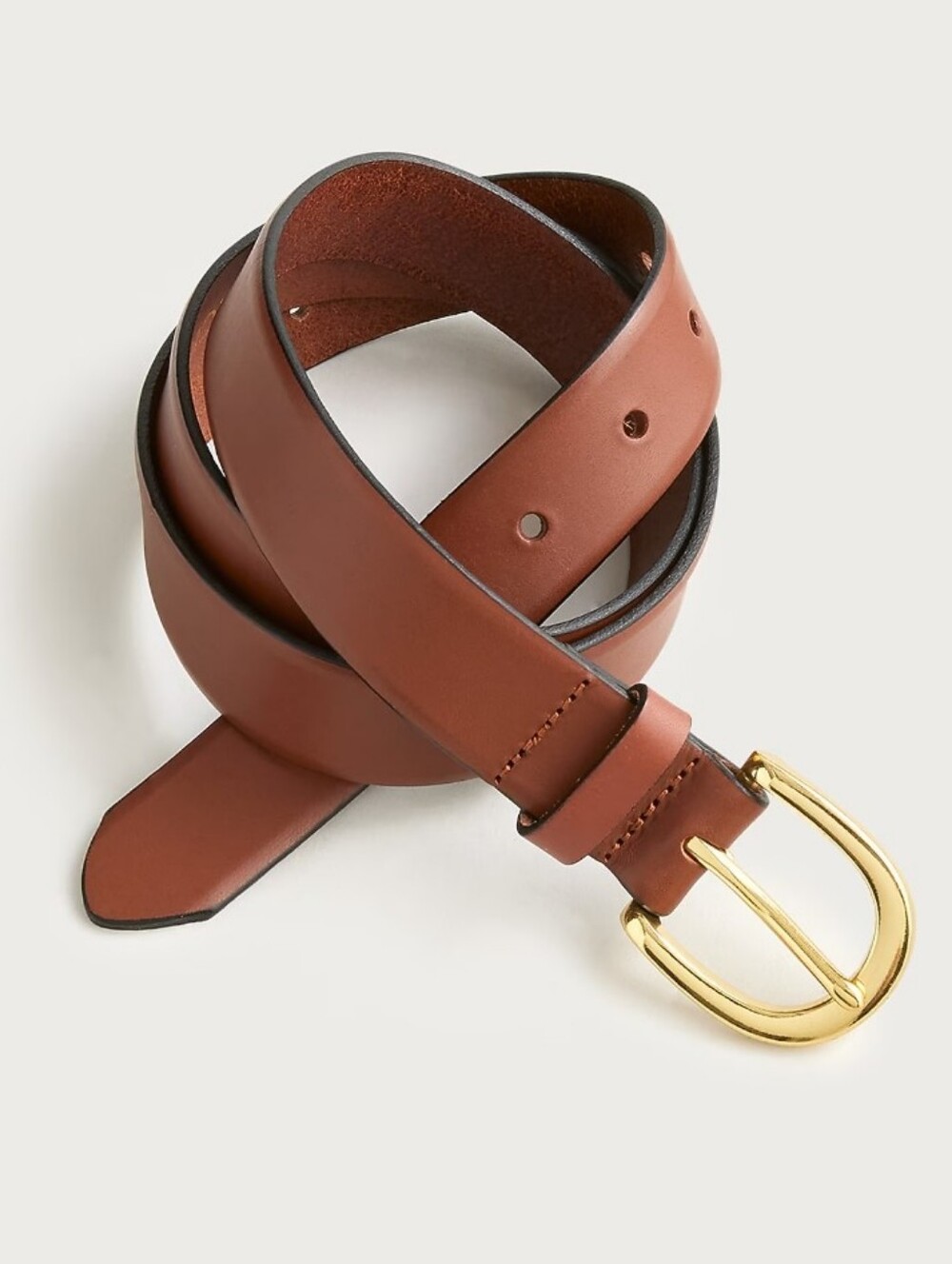 J Crew Womens Classic Leather Belt Gold Buckle Dark Nutmeg (Caramel) Large
